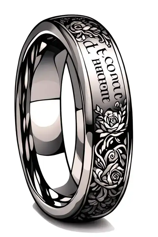 Wedding rings with names and date tattoo design idea