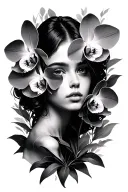 mariol with orchids tattoo design idea