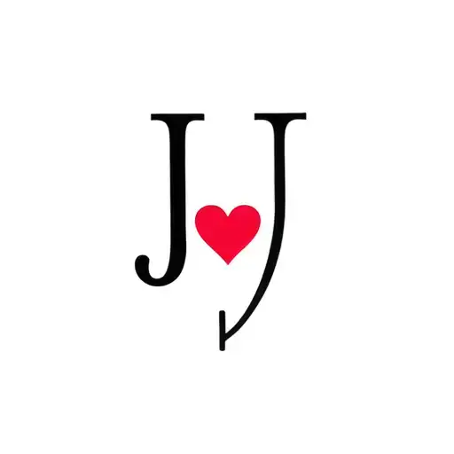 "small and elegant, minimal" lowercase J with heart tattoo design idea