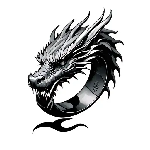 DRGN-Year of the Dragon-Freedom-Ring 3D tattoo design idea