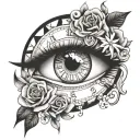 girl eye time clock tattoo design idea