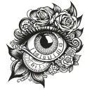 girl eye time clock tattoo design idea