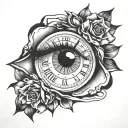 girl eye time clock tattoo design idea