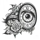 girl eye time clock tattoo design idea