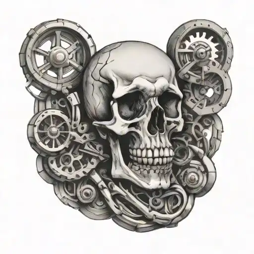 turbo fossil skeleton tattoo design idea