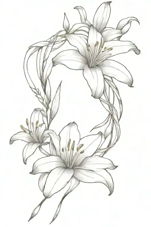 Lily of the Incas, line work, bracelet, around arm, close to hand tattoo design idea