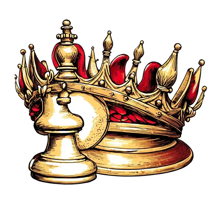 couronne queen chess piece tattoo design idea