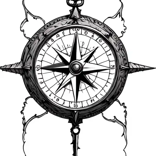 compass and clock tattoo design idea