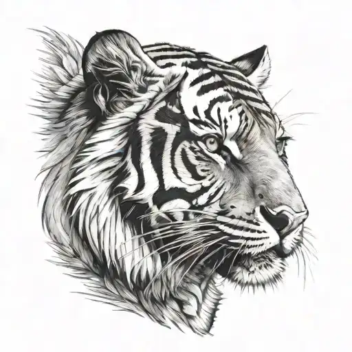 Realistic Tiger Side Profile tattoo design idea