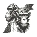 THREE WISE MONKEY HEADS, SEE NO EVIL, SPEAK NO EVIL, HEAR NO EVIL tattoo design idea