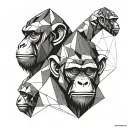 THREE WISE MONKEY HEADS, SEE NO EVIL, SPEAK NO EVIL, HEAR NO EVIL tattoo design idea