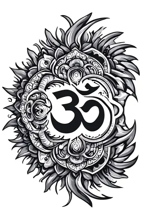 Buddhist inspired mandala om vajra shooting energy tattoo design idea