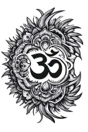 Buddhist inspired mandala om vajra shooting energy tattoo design idea