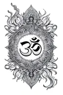 Buddhist inspired mandala om vajra shooting energy tattoo design idea