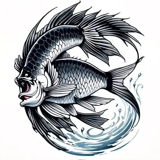 Japanese fish in the sea tattoo design idea