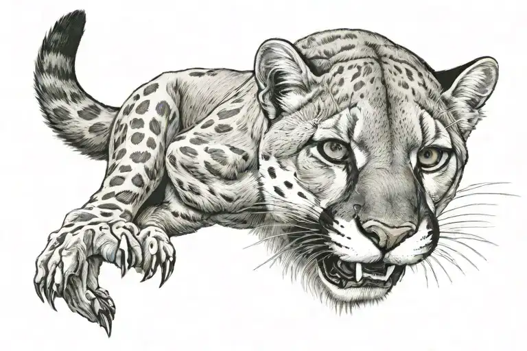 mountain lion skull tattoo design idea