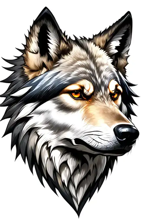wolf head evil and good tattoo design idea