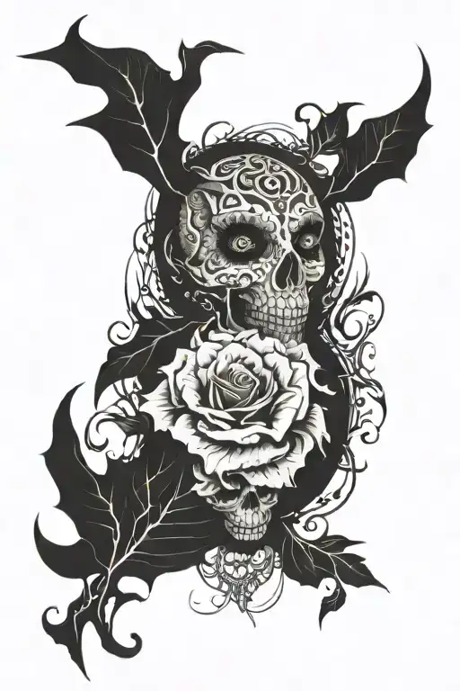 dead and half alive tattoo design idea