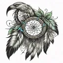 FEATHERS AND DREAMCATCHER NATIVE AMERICAN     tattoo design idea