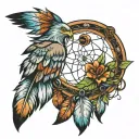 FEATHERS AND DREAMCATCHER NATIVE AMERICAN     tattoo design idea