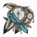 FEATHERS AND DREAMCATCHER NATIVE AMERICAN     tattoo design idea