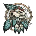 FEATHERS AND DREAMCATCHER NATIVE AMERICAN     tattoo design idea