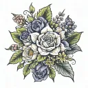 birth flower bouquet january april august december tattoo design idea