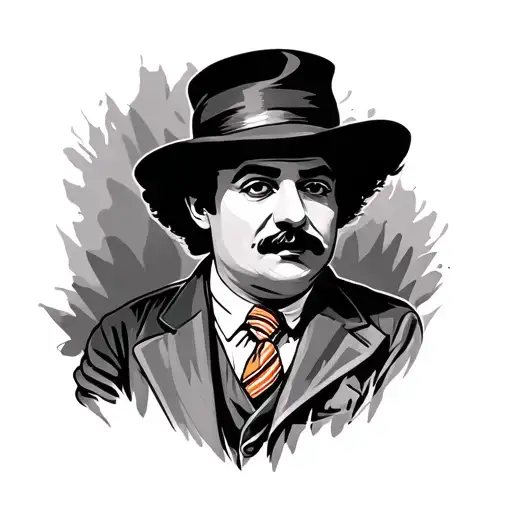 Charlie Chaplin dressed as a Tamil Nadu street drama tattoo design idea