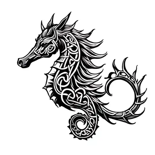 celtic sea horse tattoo design idea