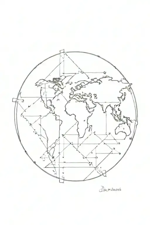 modern minimalist tattoo that symbolizes the interconnection of global supply chain tattoo design idea