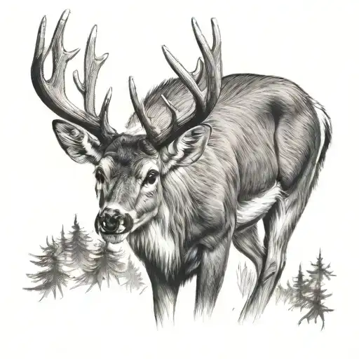 whitetail deer tattoo design idea