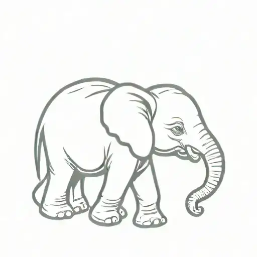 baby elephant with trunk up tattoo design idea
