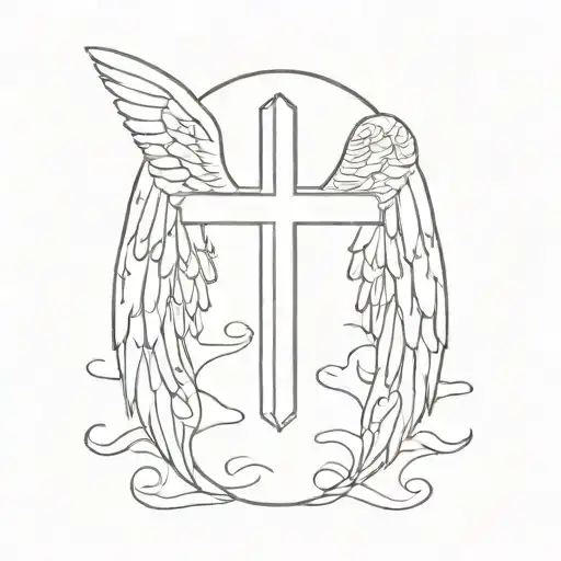 Christian Cross with wings tattoo design idea
