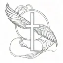 Christian Cross with wings tattoo design idea