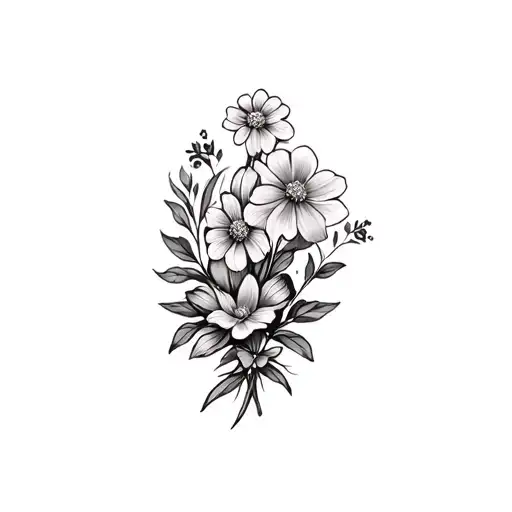 train tracks and flowers growing together tattoo design idea