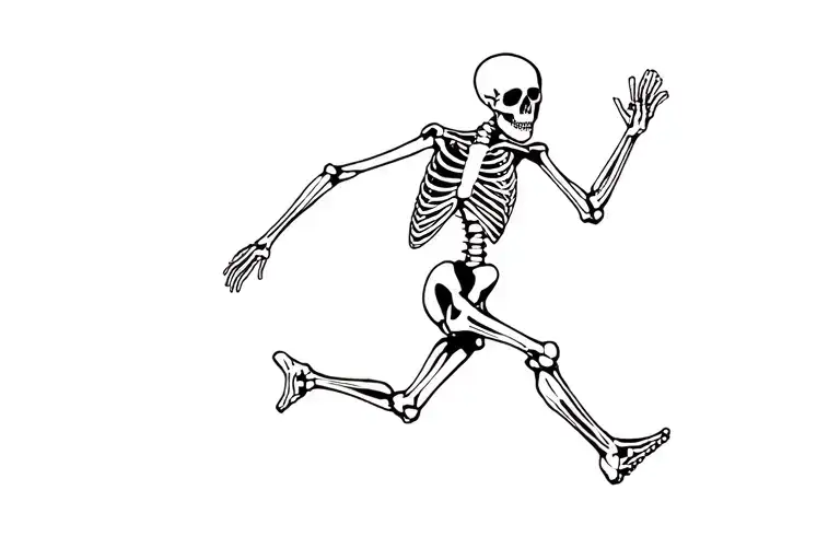 running skeleton tattoo design idea