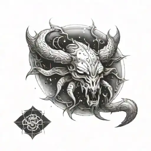 cosmic, zodiac cancer, Baalbek, nephilim tattoo design idea