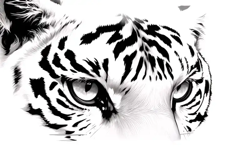 tiger eyes looking straight fine line tattoo design idea