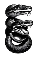 black thin snake coiled python grins his teeth tattoo design idea