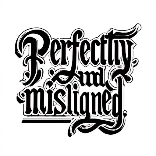 The words "Perfectly" and "misaligned" could be in different fonts or sizes."Perfectly" could be in a clean, structured tattoo design idea
