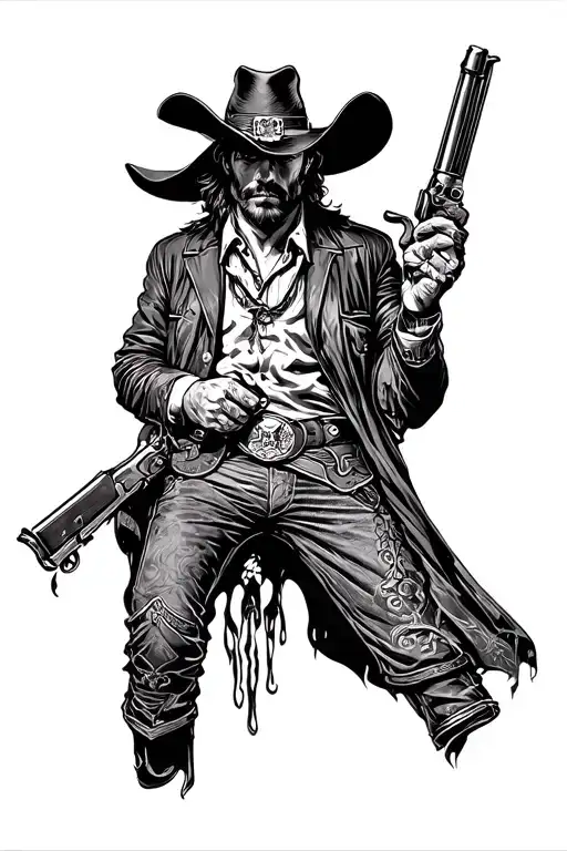 western outlaw gunslinger tattoo design idea