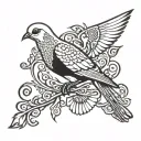 Mourning Dove with scroll that says easterling tattoo design idea