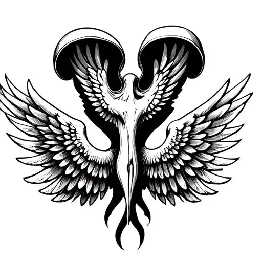 penis and wings tattoo design idea