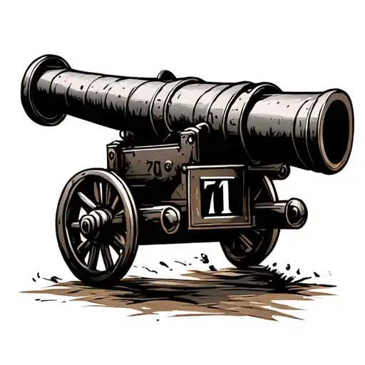 an arsenal-style cannon with the number 71 underneath tattoo design idea