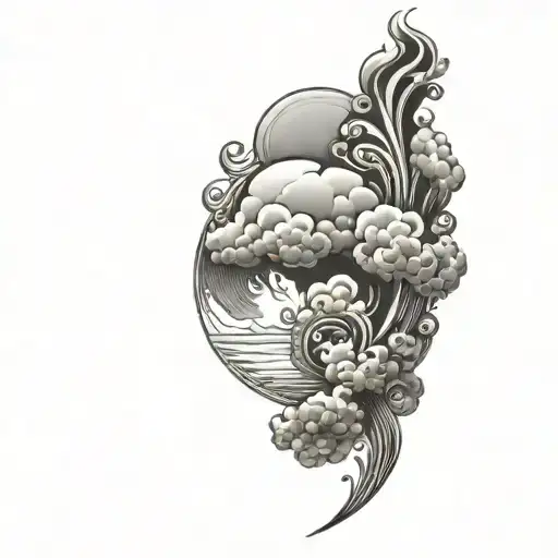 Coverup Clouds and Smoke tattoo design idea