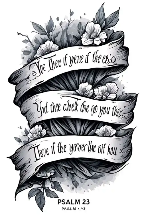 abandoned, lonely, bible verse psalm 23 tattoo design idea