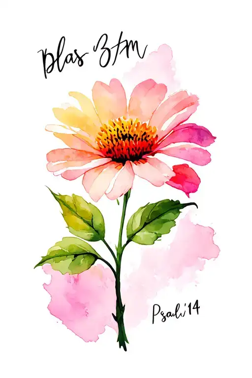 flower with stem that says psalm 34:4 tattoo design idea