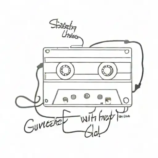 cassette tape with lyrics from the band Gunship tattoo design idea