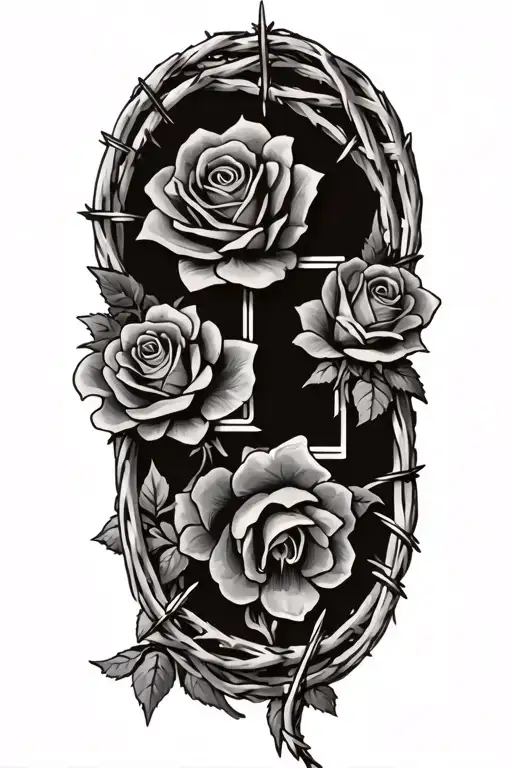 Western,Playing Cards, Roses,Barbed wire,Cross tattoo design idea