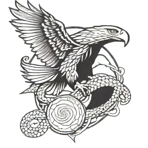 eagle soaring and cobra snake tattoo design idea